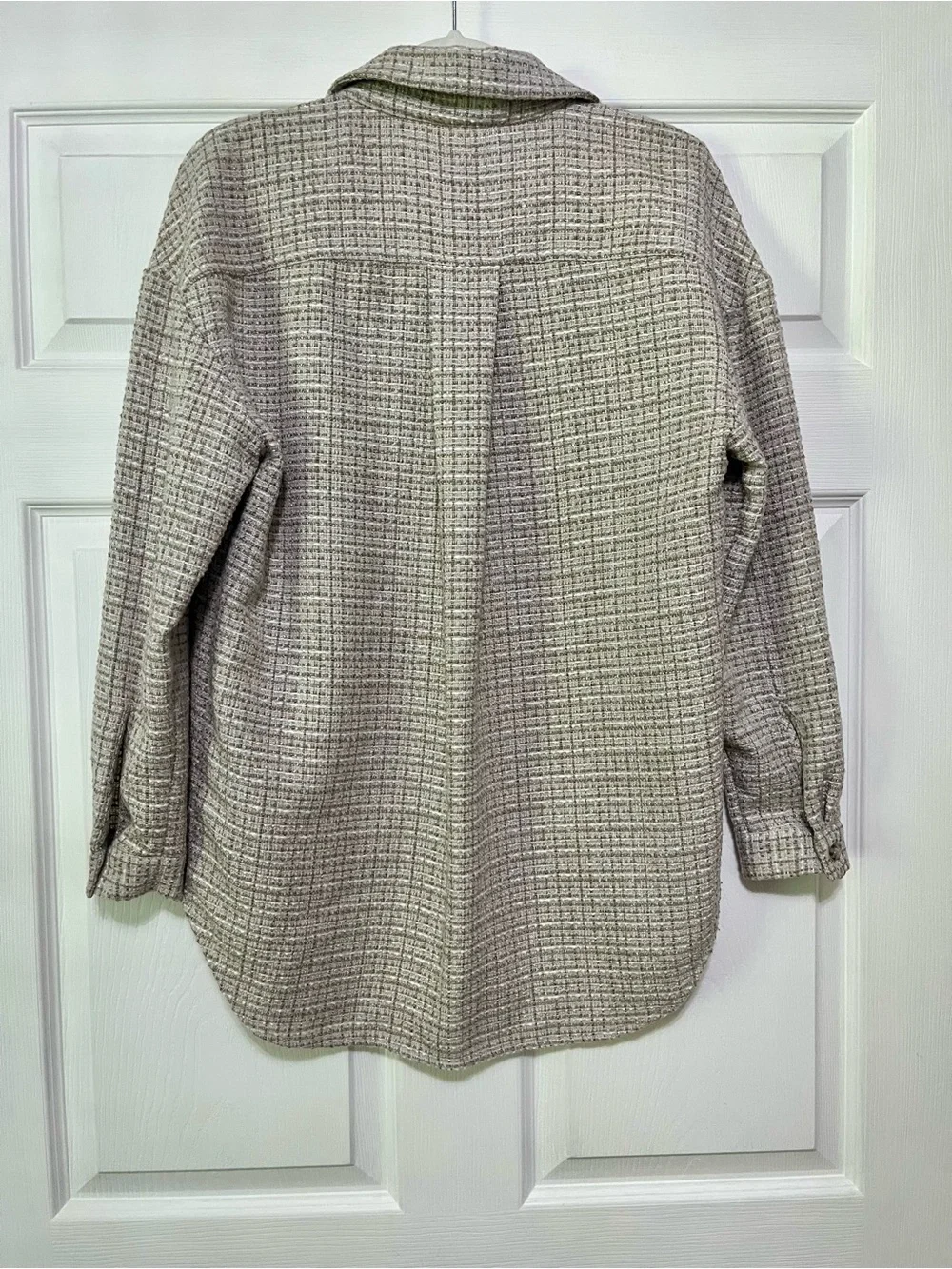 Anthropologie Just Female Neutral Beige Textured Utility Shacket Size 34 Medium